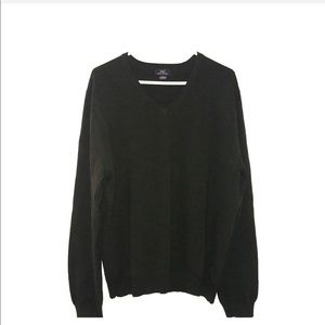 Brooks Brothers green v neck merino wool sweater.